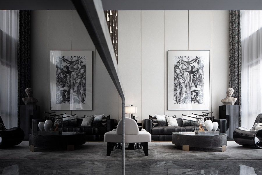 Vanke • Cheerful Bay Duplex Villa by ONE-CU Interior Design Lab | Living space