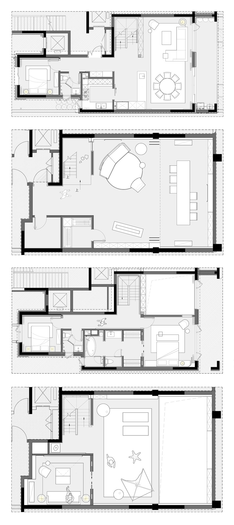 Vanke • Cheerful Bay Duplex Villa di ONE-CU Interior Design Lab | Locali abitativi