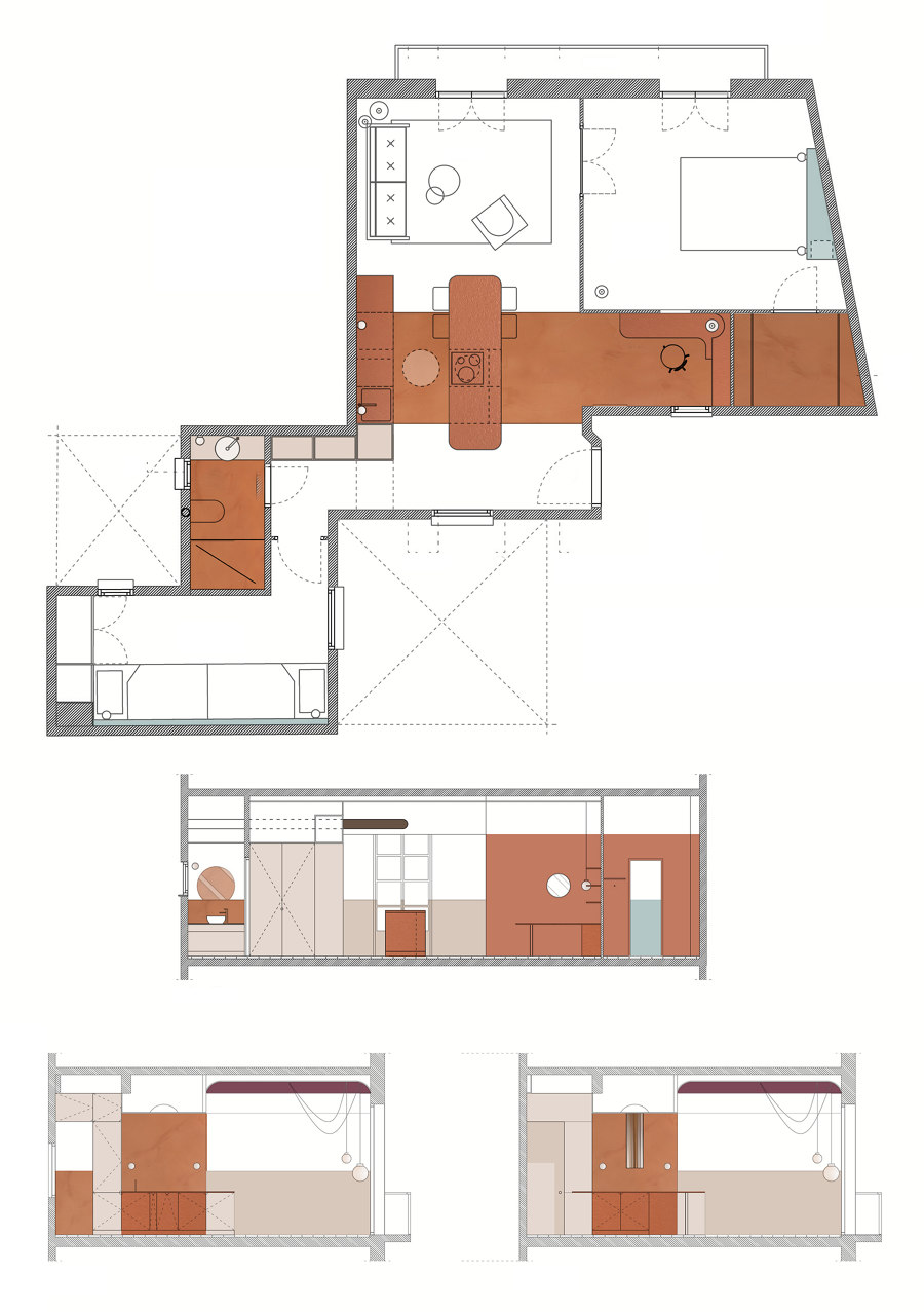 Klinker Apartment de CaSA - Colombo and Serboli Architecture | Pièces d'habitation