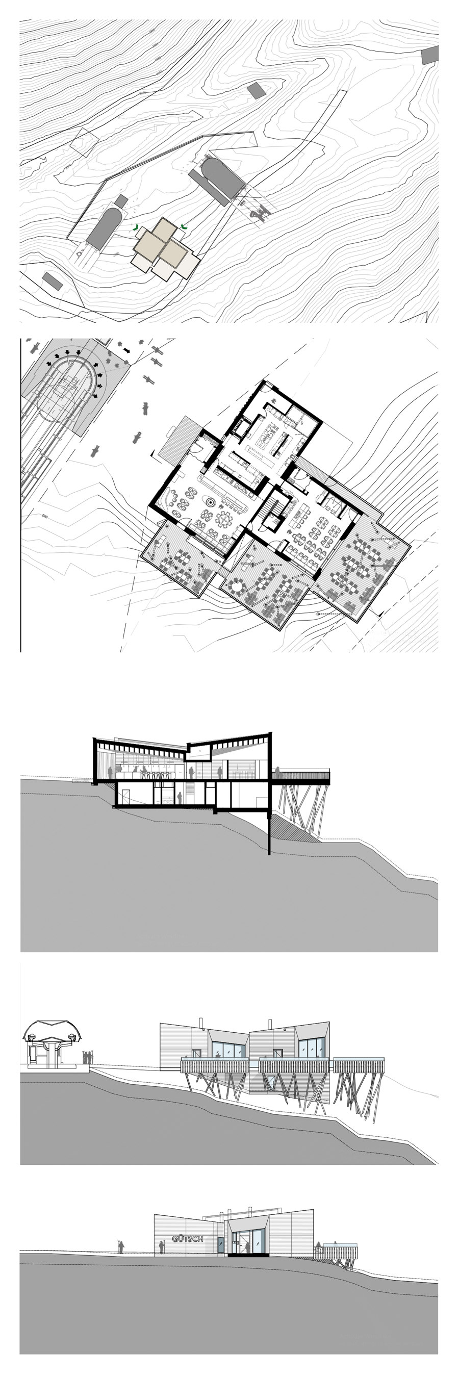 Restaurant Gütsch di Studio Seilern Architects | Ristoranti