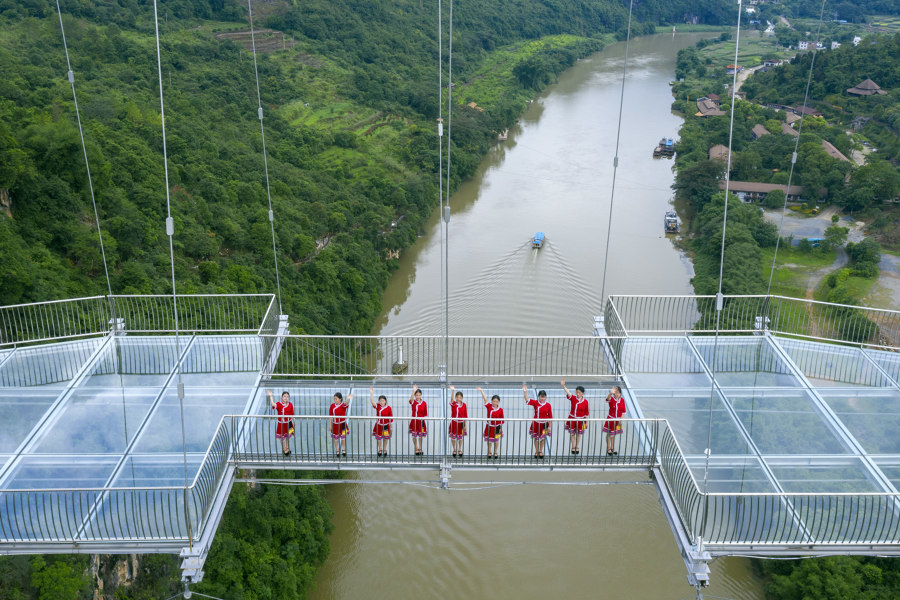 Glass Bridge in Huangchuan Three Gorges Scenic Area by UAD | Architectural Design & Research Institute of Zhejiang University | Bridges