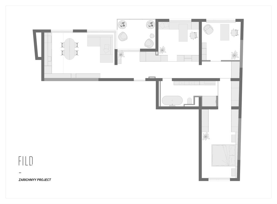 Zarichnyy Apartment von FILD Design Thinking Company | Wohnräume