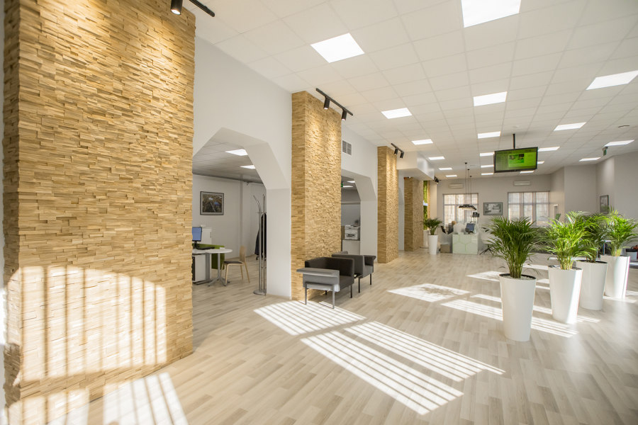 Bank interior with Deja vu panels |  | Wooden Wall Design