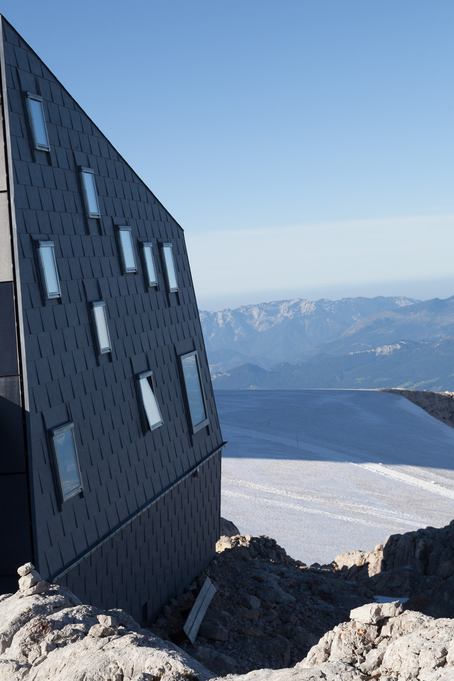 A BUILDING AS A ROCK Mountain Hut on Dachstein Glacier, Austria Title: Seetalerhütte |  | VELUX Group