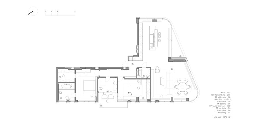 apartment K-02 di Valentirov&Partners | Locali abitativi