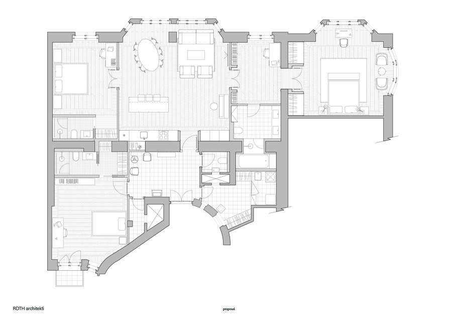 Enfilade Apartment von RDTH architekti | Wohnräume