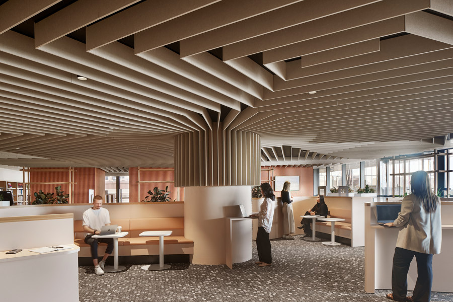 Acoustic ceiling maze at Flinders Uni Festival Tower | Manufacturer references | Woven Image