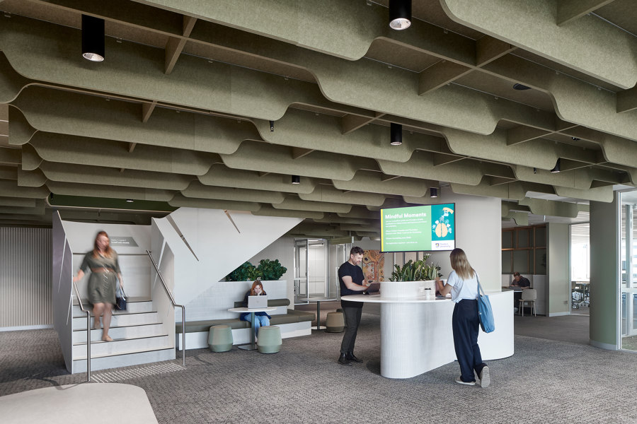 Acoustic ceiling maze at Flinders Uni Festival Tower | Manufacturer references | Woven Image