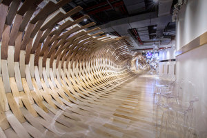 Wood floors whip up a surge, creating spectacular sensory illusions | Temporary structures | TOWOdesign