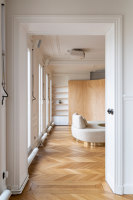 Wood ribbon in Paris apartment | Living space | Toledano +Architects