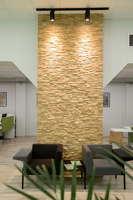 Bank interior with Deja vu panels | Manufacturer references | Wooden Wall Design