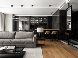 Minimalist apartment with glass cube inside | Living space | AIYA bureau