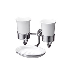 Double verre en céramique et porte-savon First Class | Bathroom accessories | Devon&Devon