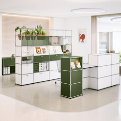 USM Haller Reception Station | Olive Green & Pure White | Tables | USM