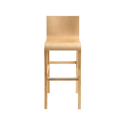 Foglia barstool in solid oad, with footrest | without armrests | Billiani
