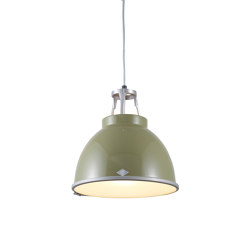 Titan Size 1 Pendant Light, Olive Green with Etched Glass | Lámparas de suspensión | Original BTC