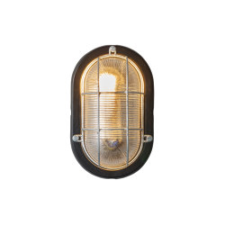 Ovale Aluminium Bulkhead Wandleuchte, mit Schutzgitter, für GLS, Schwarz | Wall lights | Original BTC