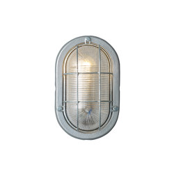 7003 Oval Aluminium Bulkhead, with Guard for GLS, Painted Silver | Wall lights | Original BTC
