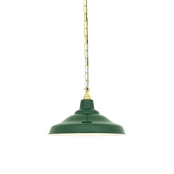 7200 School Light, Painted Green, White Interior | Lampade sospensione | Original BTC