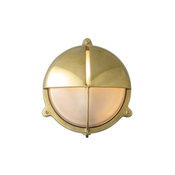 Brass Bulkhead With Eyelid Shield, Large, Natural Brass | Wandleuchten | Original BTC
