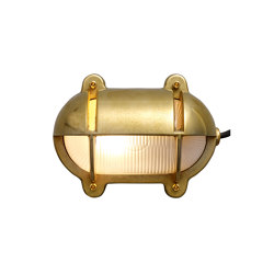7434 Oval Brass Bulkhead With Eyelid Shield, Large, Natural Brass | Wandleuchten | Original BTC