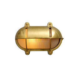 7435 Oval Brass Bulkhead With Eyelid Shield, Medium, Natural Brass | Wall lights | Original BTC
