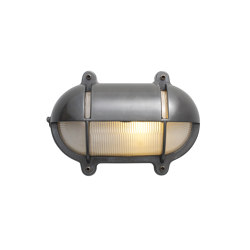Oval Brass Bulkhead With Eyelid Shield, Medium Weather Brass | Wandleuchten | Original BTC