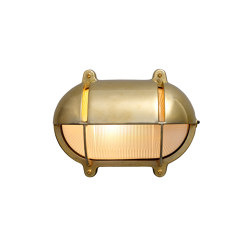 7436 Oval Brass Bulkhead With Eyelid Shield, Small, Natural Brass | Wandleuchten | Original BTC