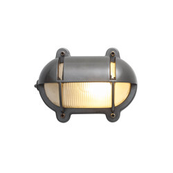 7436 Oval Brass Bulkhead With Eyelid Shield, Small, Weathered Brass | Appliques murales | Original BTC
