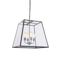 7636 Quad Pendant, XL and 4 Lamp Holders, Weathered Brass, Clear Glass | Lampade sospensione | Original BTC