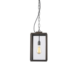 Small Square Pendant, Closed Top, Weathered Brass, Clear | Suspensions | Original BTC