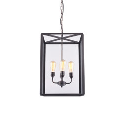 Extra Large Square Pendant with 4 L/holders, Weathered Brass | Lampade sospensione | Original BTC