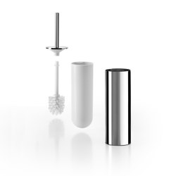 Mito Wall-mounted / free-standing toilet brush holder, white spare brush included | Toilet brush holders | Inda