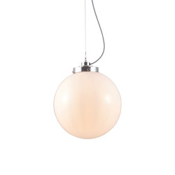 Globe Large, Opal and chrome with black & white braided cable | Suspended lights | Original BTC