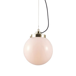 Globe Medium, Opal and brass with black braided cable | Suspended lights | Original BTC