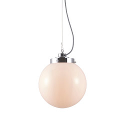 Medium Globe, Opal and chrome with black & white braided cable | Suspended lights | Original BTC