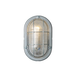 7003 Oval Aluminium Bulkhead, with Guard for CFL, Painted Silver | Wall lights | Original BTC