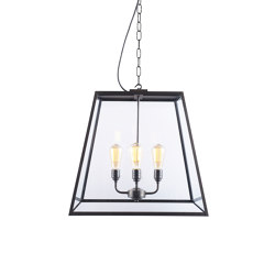 Quad Pendant, XL and 4 L/holders, Weathered Brass, Closed Top | Suspended lights | Original BTC
