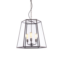 7651 Hex Pendant, Extra Large, Weathered Brass, Clear Glass | Suspended lights | Original BTC