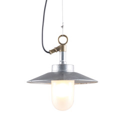 Well Glass Pendant With Visor, Galvanised, Frosted Glass | Suspensions | Original BTC