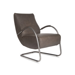 Howard brushed stainless steel fauteuil low back with leather armrest | Sessel | Jess