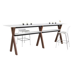 Partita Bar Table with wooden X-framed legs