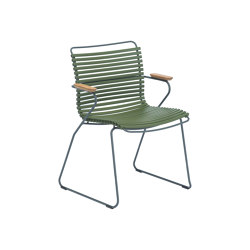 CLICK | Dining chair Olive Green with Bamboo armrests | Chaises | HOUE