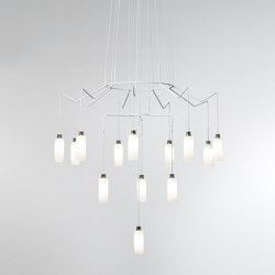 Chan BR9-AR3-R1 chandelier in pyrex glass and metal | Suspensions | Prandina