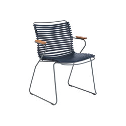 CLICK | Dining chair Dark Blue with Bamboo armrests | Chaises | HOUE