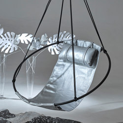 Sling Hanging Chair - Soft Leather Silver | Dondoli | Studio Stirling