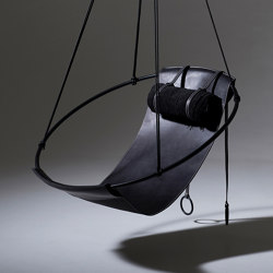 Sling Hanging Chair - Thick Leather Black | Swings | Studio Stirling