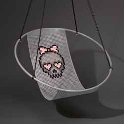 Embroidery Hanging Chair Swing Seat Grey with SCULL | Swings | Studio Stirling