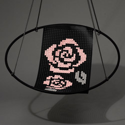 Embroidery Hanging Chair Swing Seat Black with ROSES | Dondoli | Studio Stirling