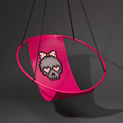 Embroidery Hanging Chair Swing Seat Pink with SCULL | Swings | Studio Stirling